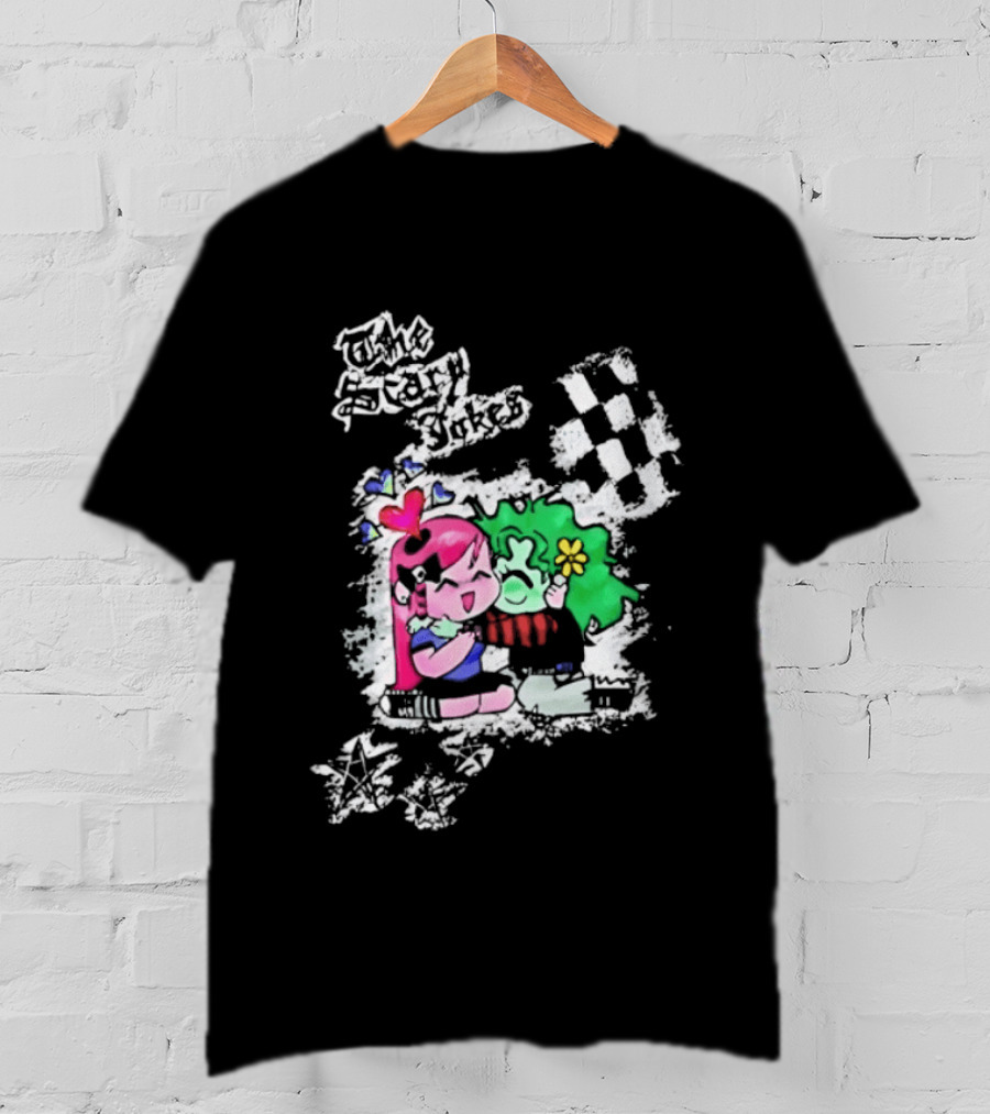 The Scary Jokes Checkered Pattern With Colorful Characters T-Shirt