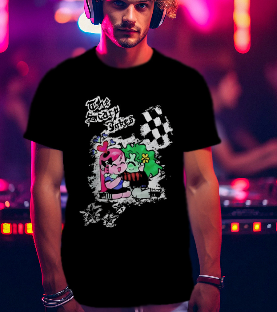 The Scary Jokes Checkered Pattern With Colorful Characters T-Shirt