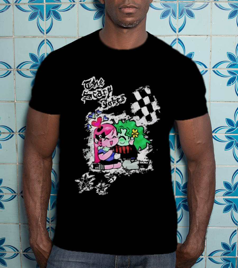 The Scary Jokes Checkered Pattern With Colorful Characters T-Shirt