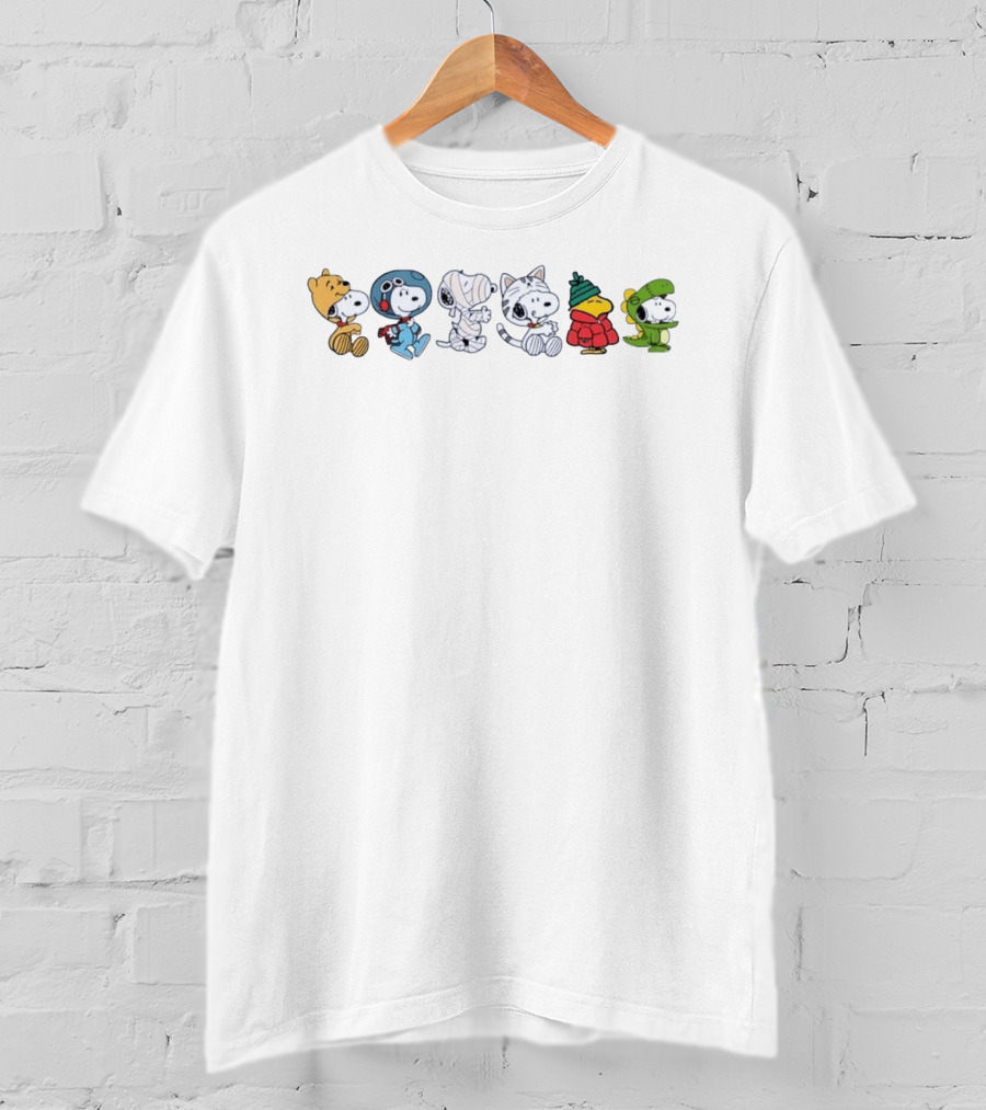 Snoopy Woodstock Winnie The Pooh Astronaut Mummy Cat Dinosaur Costumes T-Shirt