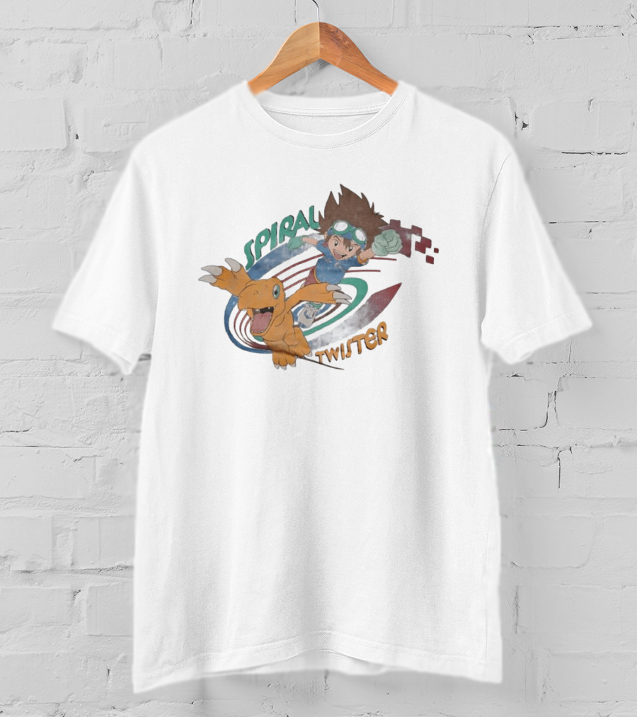 Spiral Twister Digimon Adventure Character Agumon And Taichi Anime Fan Favorite T-Shirt