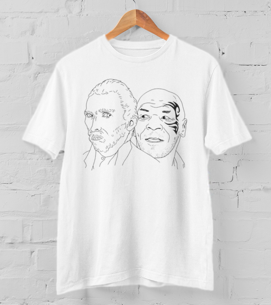 Vincent Van Gogh Mike Tyson Line Drawing Art Fusion T-Shirt
