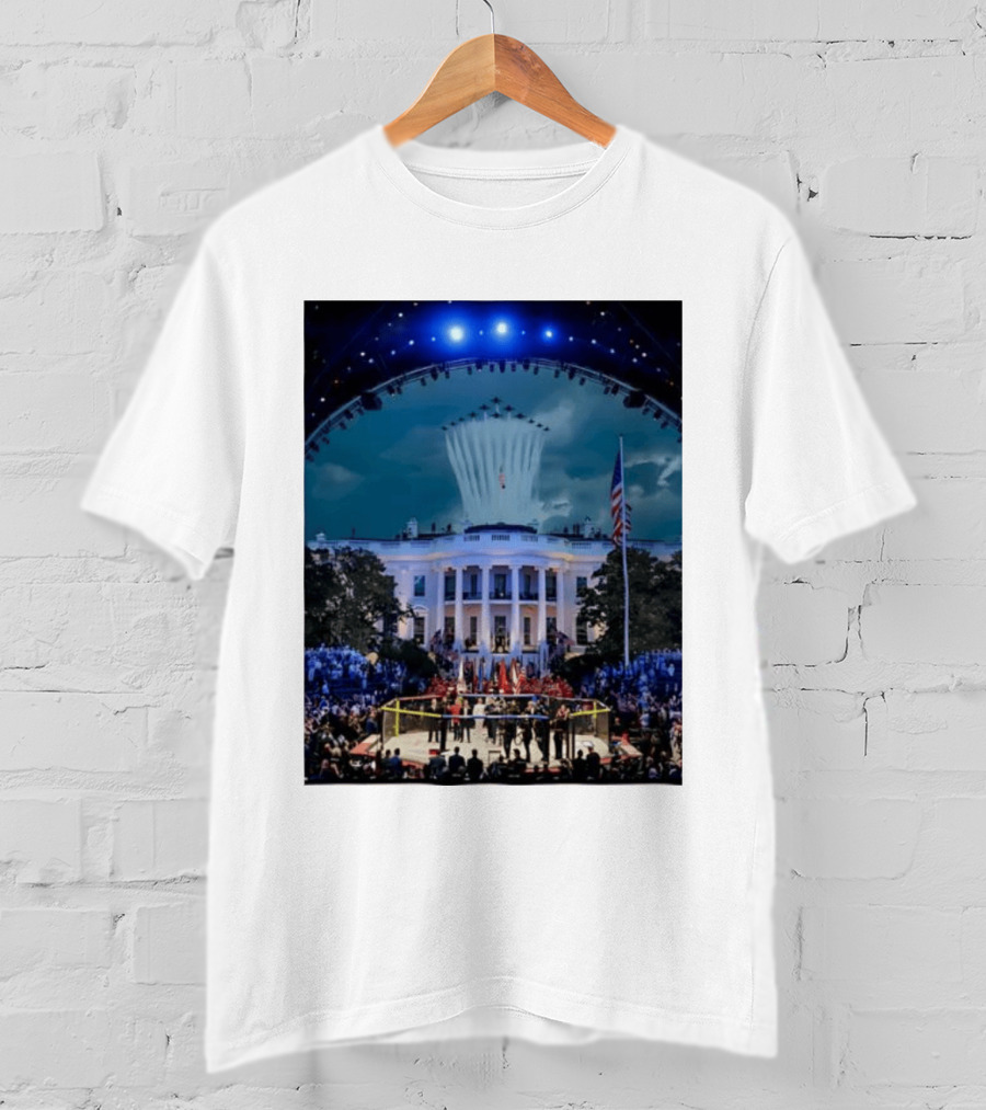 White House MMA Octagon Event Flyover American Flag Patriotic Display T-Shirt