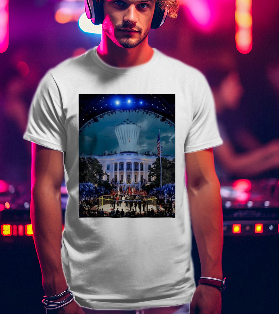White House MMA Octagon Event Flyover American Flag Patriotic Display T-Shirt