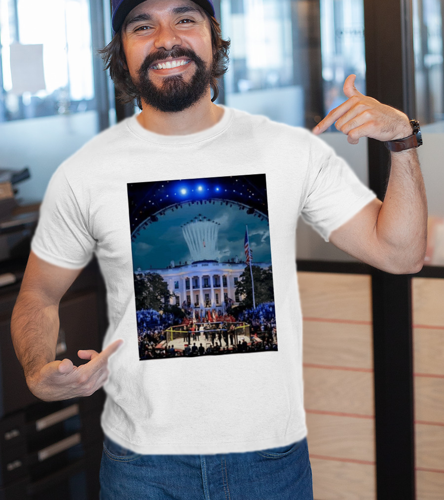 White House MMA Octagon Event Flyover American Flag Patriotic Display T-Shirt