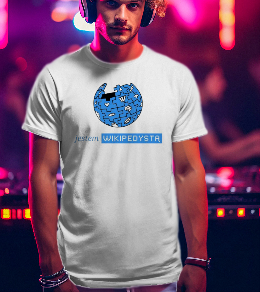 Jestem Wikipedysta Puzzle Globe Icon Eyes And Clouds T-Shirt