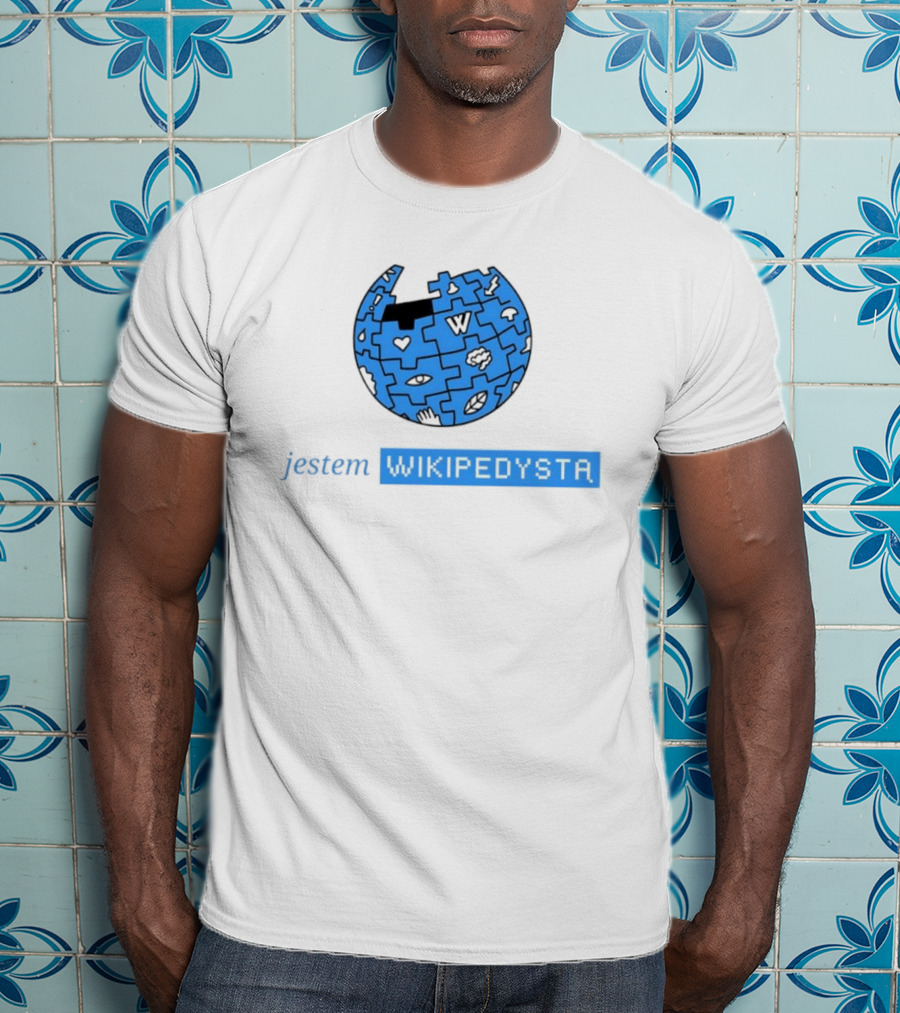 Jestem Wikipedysta Puzzle Globe Icon Eyes And Clouds T-Shirt