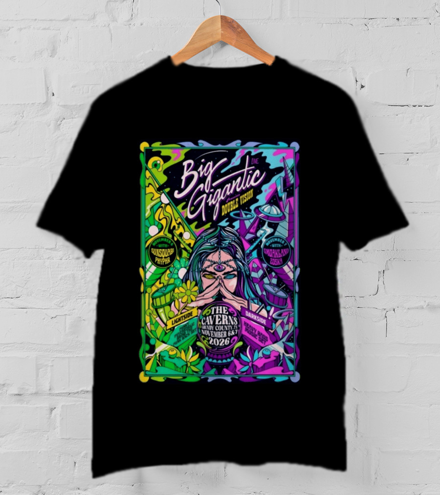 Big Gigantic Double Vision Live Nov 6 7 2026 The Caverns Pelham TN Sunsquabi Phyphr Smokeland Zoska T-Shirt