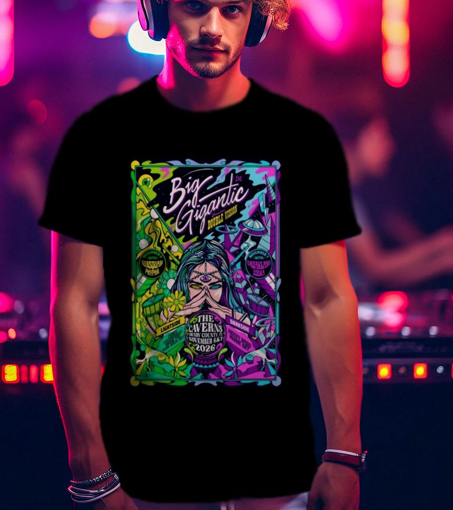 Big Gigantic Double Vision Live Nov 6 7 2026 The Caverns Pelham TN Sunsquabi Phyphr Smokeland Zoska T-Shirt
