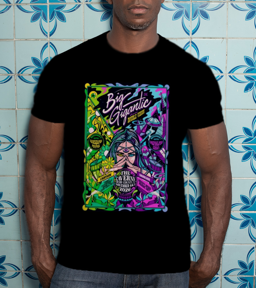 Big Gigantic Double Vision Live Nov 6 7 2026 The Caverns Pelham TN Sunsquabi Phyphr Smokeland Zoska T-Shirt