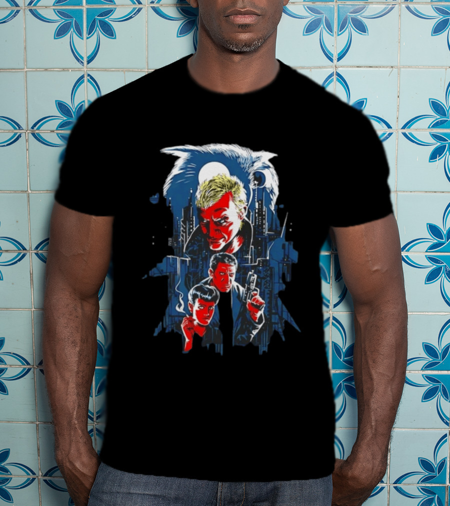 Blade Runner Tannhauser Gate Scene With Characters And Cityscape T-Shirt