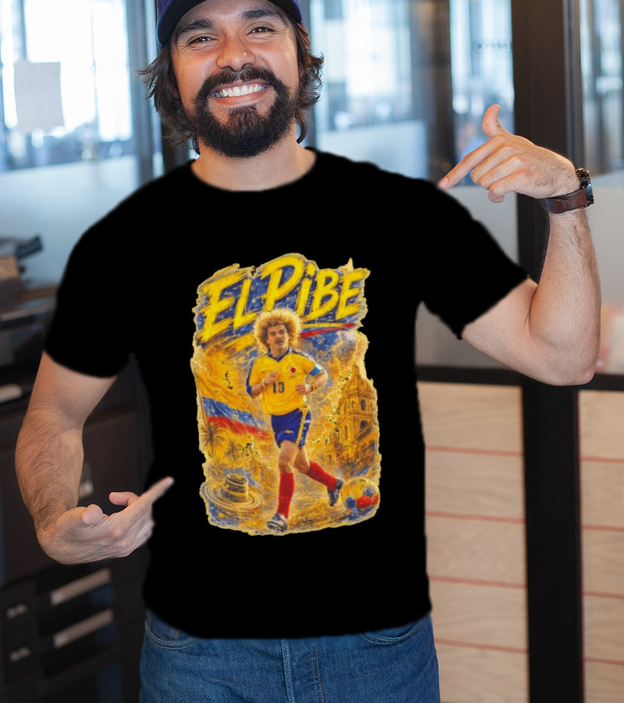 Carlos Valderrama El Pibe Colombia Football Legend Iconic Yellow Jersey T-Shirt