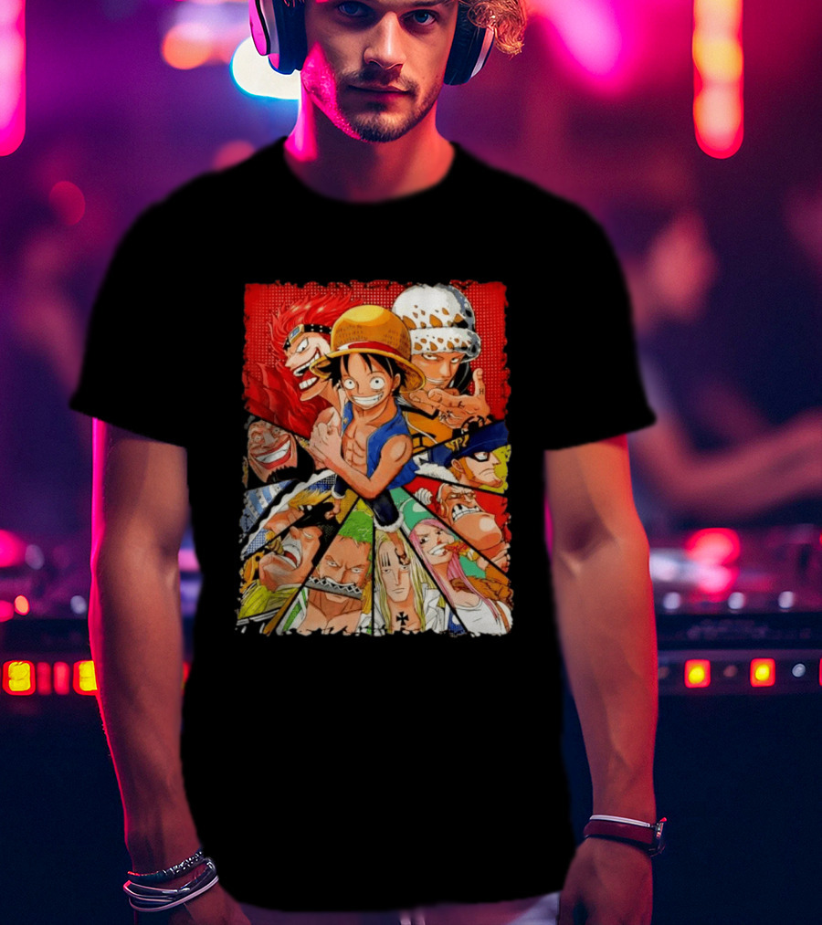 One Piece Luffy Kid Law Blackbeard Zoro Hawkins Drake Apoo Killer Bonney Ensemble T-Shirt