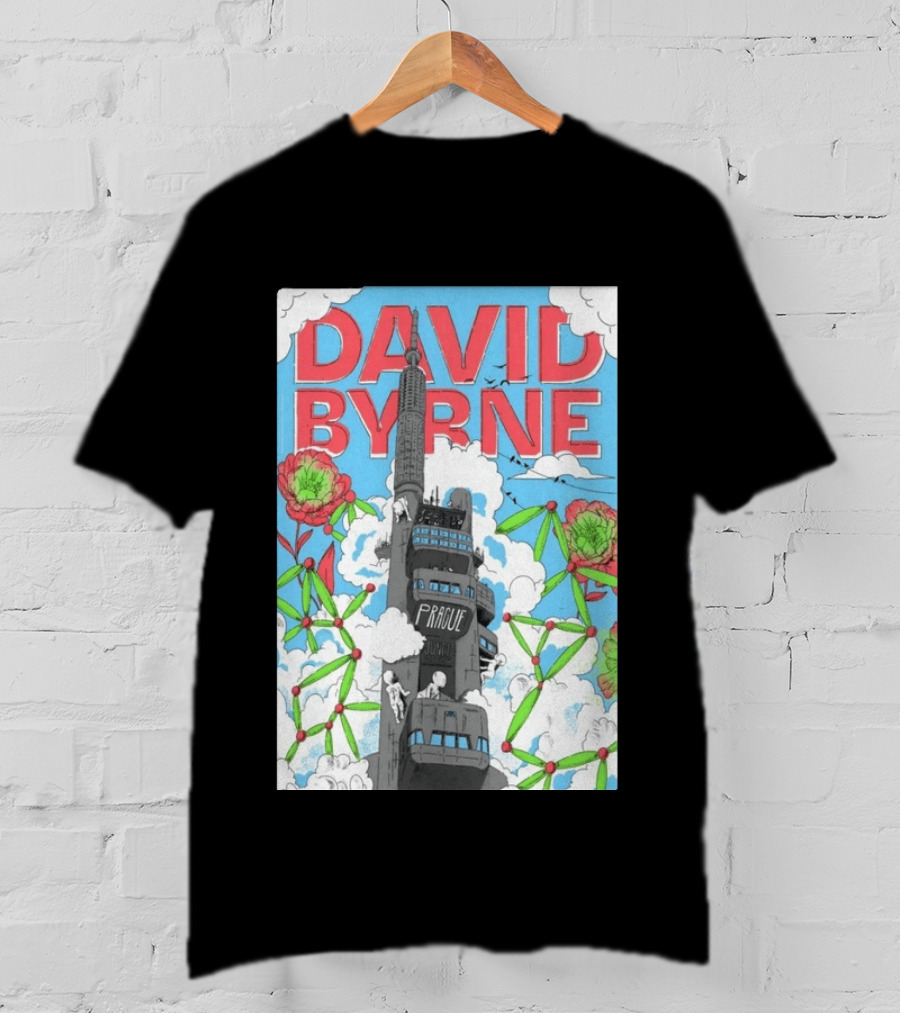 David Byrne Prague June 17 2026 Tour Psychedelic Cityscape T-Shirt