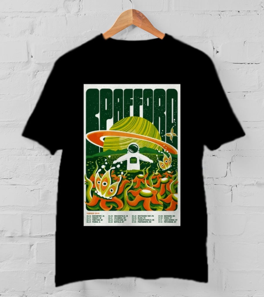 Spafford Summer Tour 26 Space Adventure Psychedelic Alien Astronaut Concert Dates And Locations T-Shirt