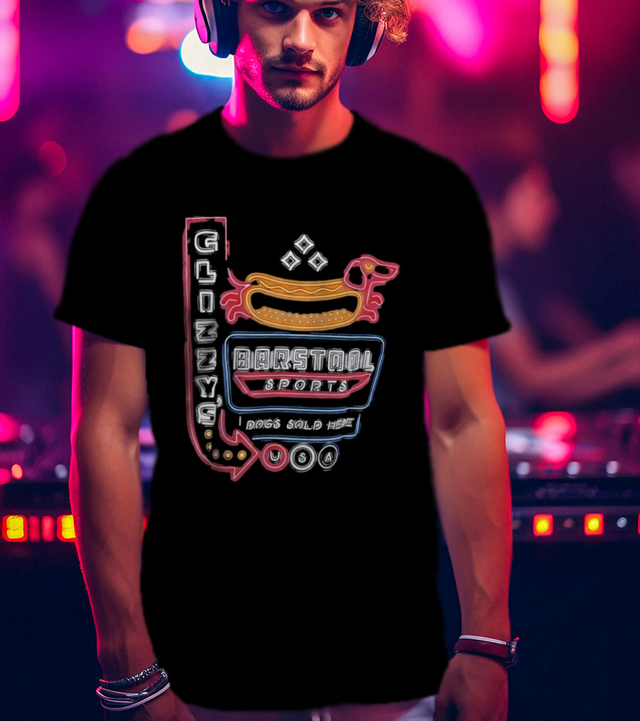 Glizzy Barstool Sports Dog Sold Here Neon USA T-Shirt