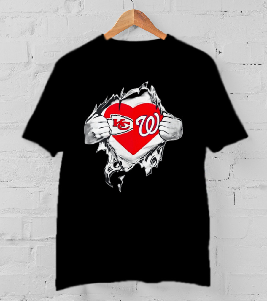 Sport KC Chiefs Washington Nationals Heart Reveal T-Shirt