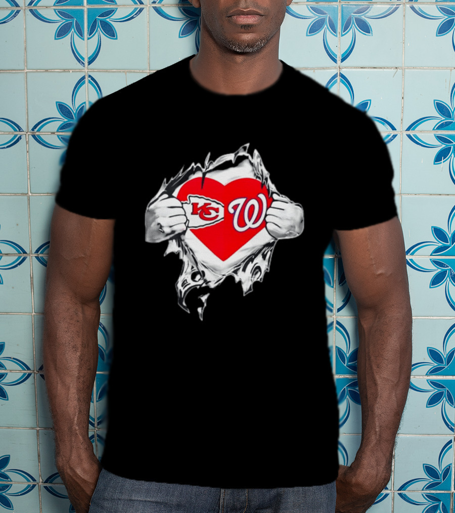 Sport KC Chiefs Washington Nationals Heart Reveal T-Shirt