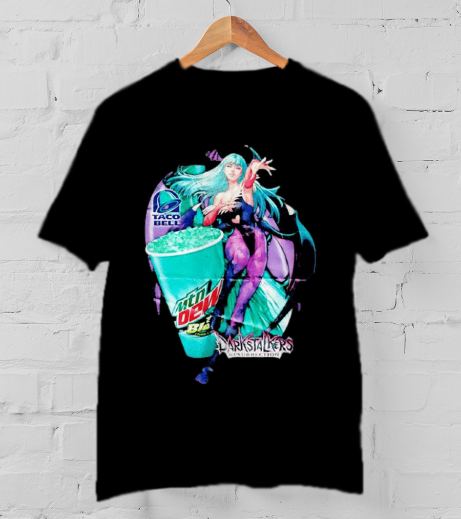 Morrigan Aensland Darkstalkers Taco Bell Mountain Dew Baja Blast Resurrection T-Shirt