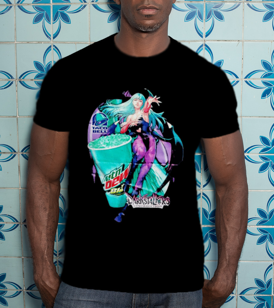 Morrigan Aensland Darkstalkers Taco Bell Mountain Dew Baja Blast Resurrection T-Shirt
