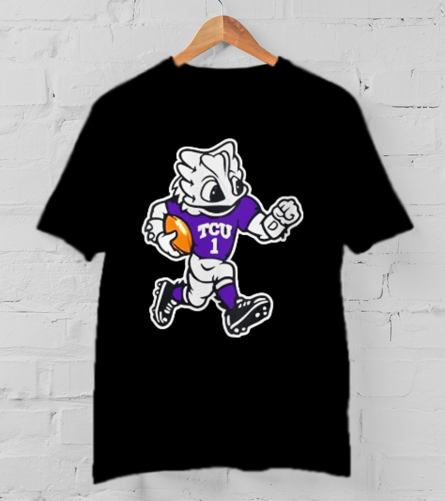 TCU Horned Frog Mascot Running Football TCU 1 Fan Gear T-Shirt