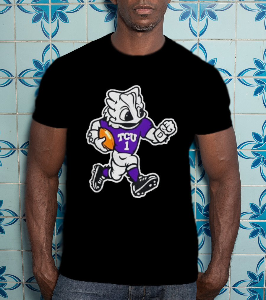 TCU Horned Frog Mascot Running Football TCU 1 Fan Gear T-Shirt