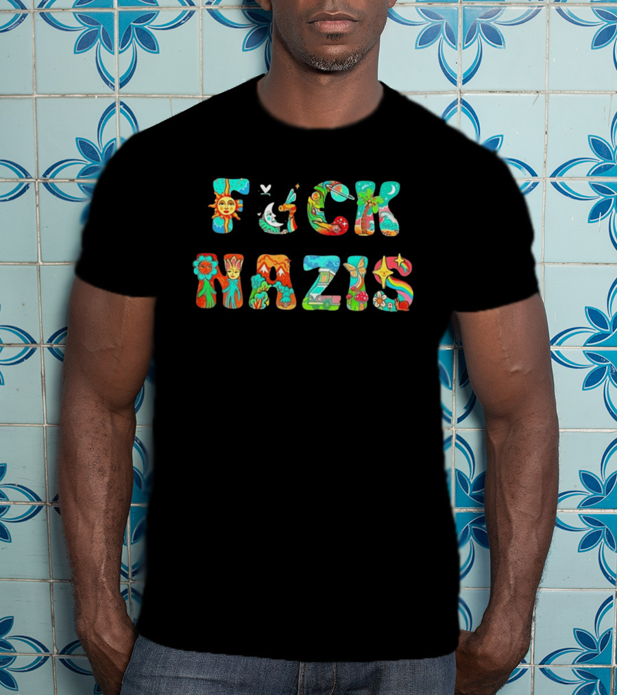 Fuck Naz Isv Sun Moon Rainbow Butterfly Flower Peace Hippie T-Shirt