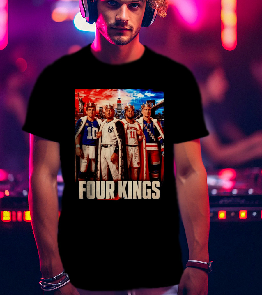 Four Kings New York Giants Yankees Knicks Rangers T-Shirt