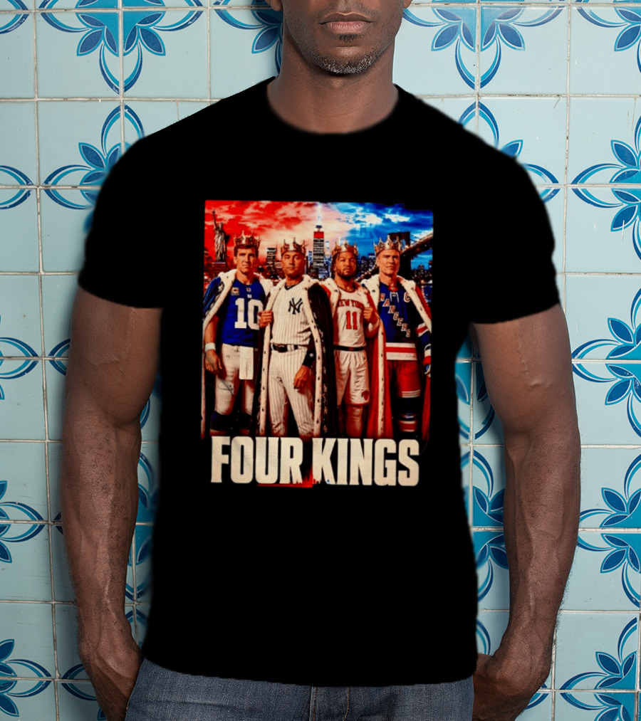Four Kings New York Giants Yankees Knicks Rangers T-Shirt