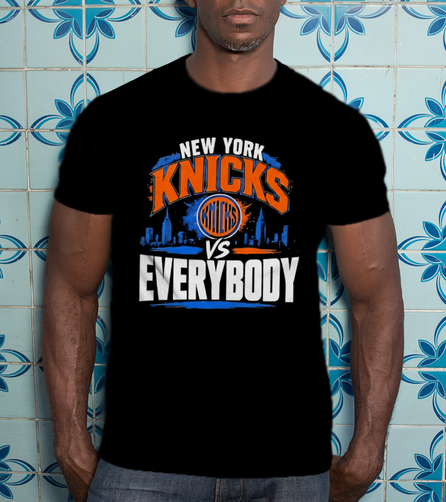 New York Knicks Vs Everybody Skyline Urban Hoops T-Shirt