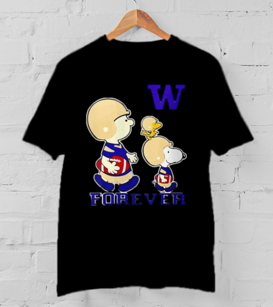 Peanuts Characters Football Players Washington Huskies W Forever T-Shirt