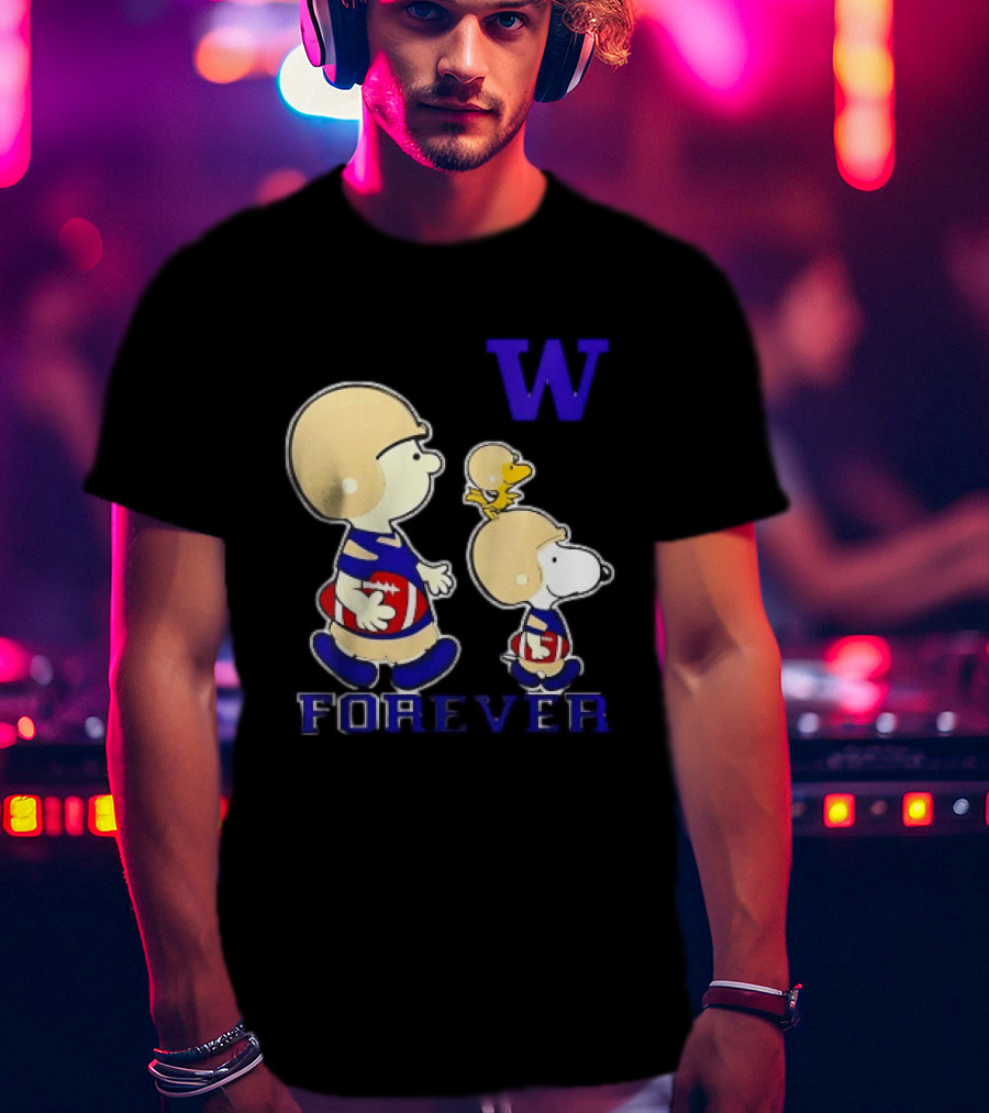 Peanuts Characters Football Players Washington Huskies W Forever T-Shirt
