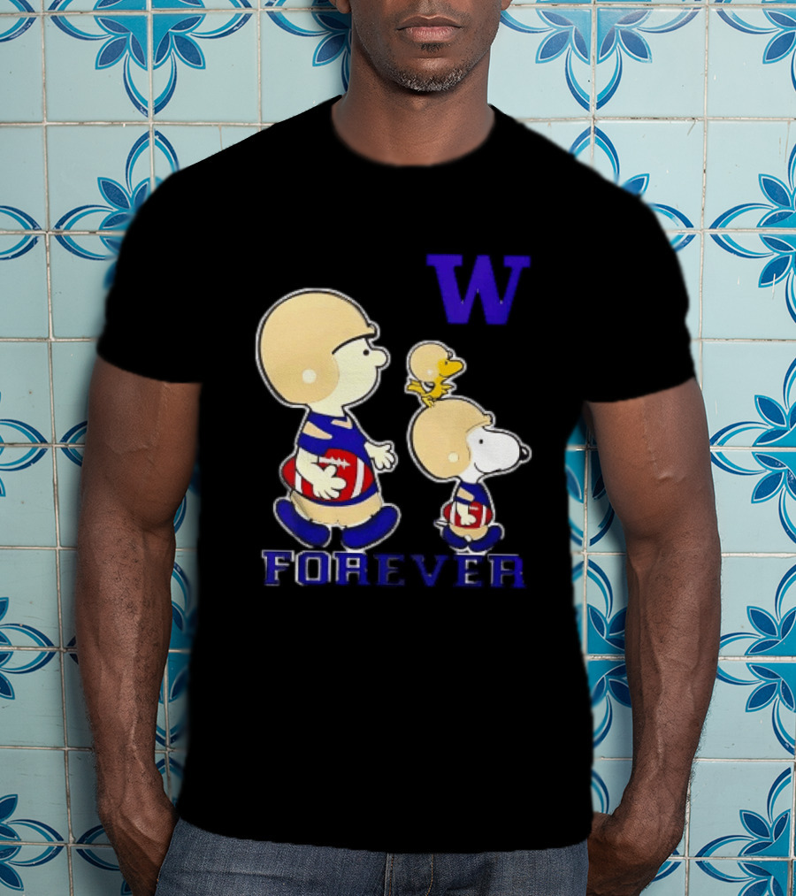 Peanuts Characters Football Players Washington Huskies W Forever T-Shirt