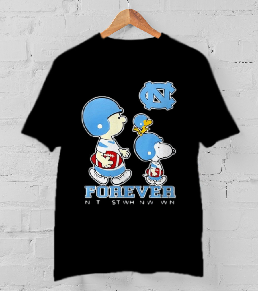 UNC Tar Heels Snoopy Charlie Brown Football Forever T-Shirt