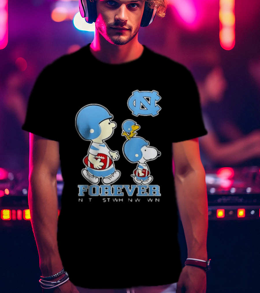 UNC Tar Heels Snoopy Charlie Brown Football Forever T-Shirt