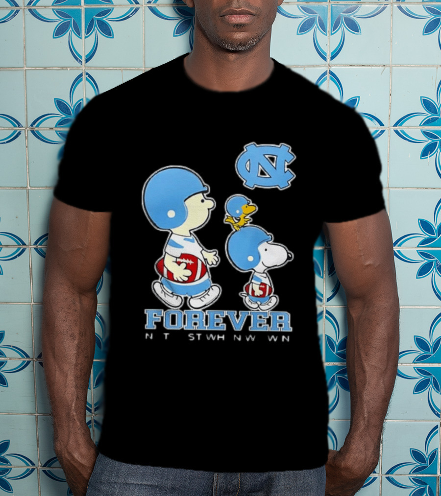 UNC Tar Heels Snoopy Charlie Brown Football Forever T-Shirt