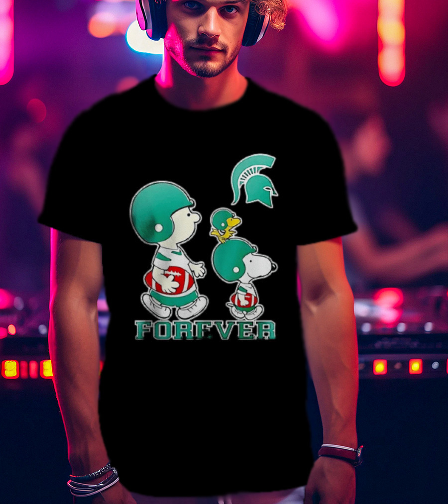 Peanuts Woodstock Charlie Brown Snoopy Michigan State Spartans Forever T-Shirt