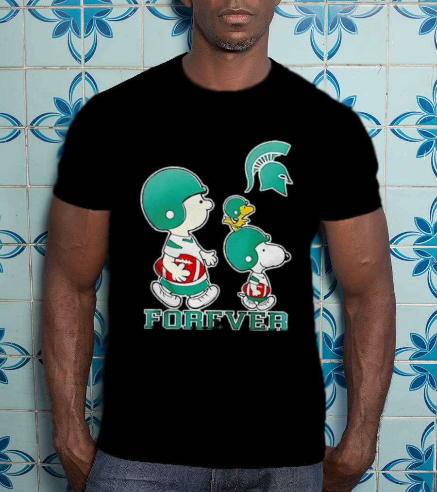 Peanuts Woodstock Charlie Brown Snoopy Michigan State Spartans Forever T-Shirt