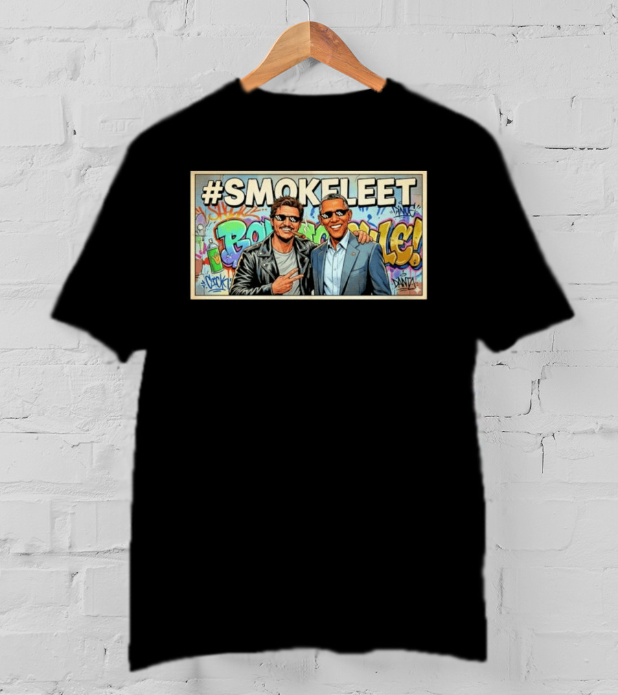 #SMOKEFLEET Pedro Pascal Barack Obama Graffiti T-Shirt