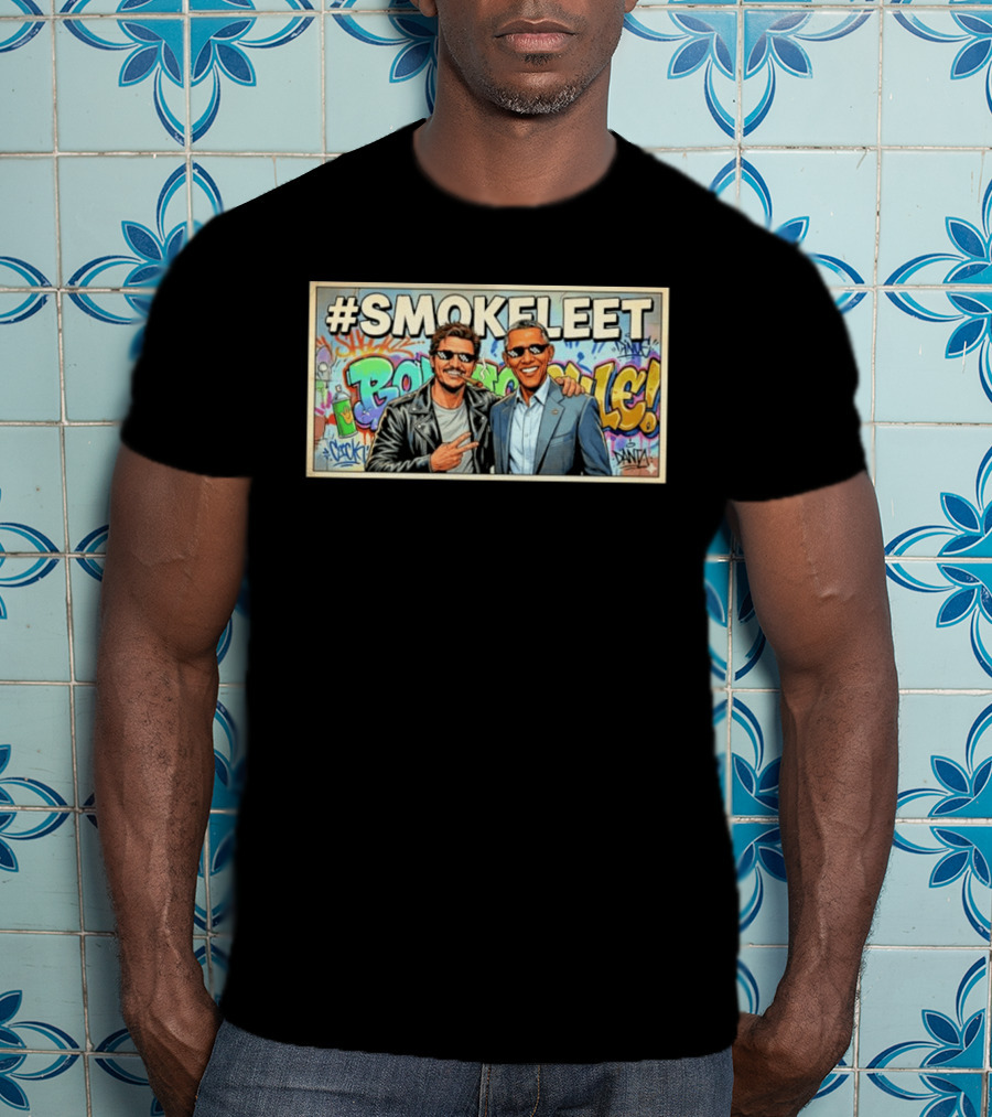 #SMOKEFLEET Pedro Pascal Barack Obama Graffiti T-Shirt