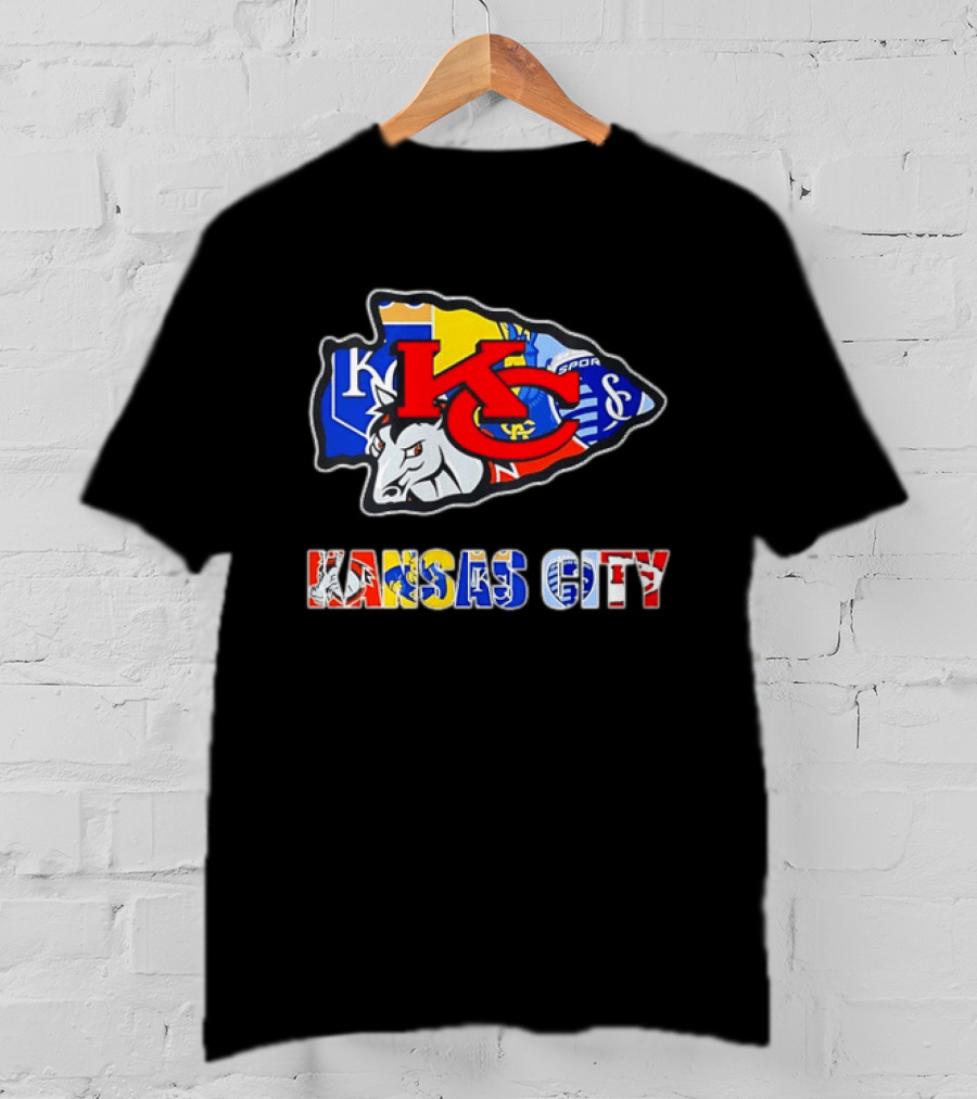 Kansas City Chiefs Royals Sporting KC Collage Arrowhead Sports Team T-Shirt