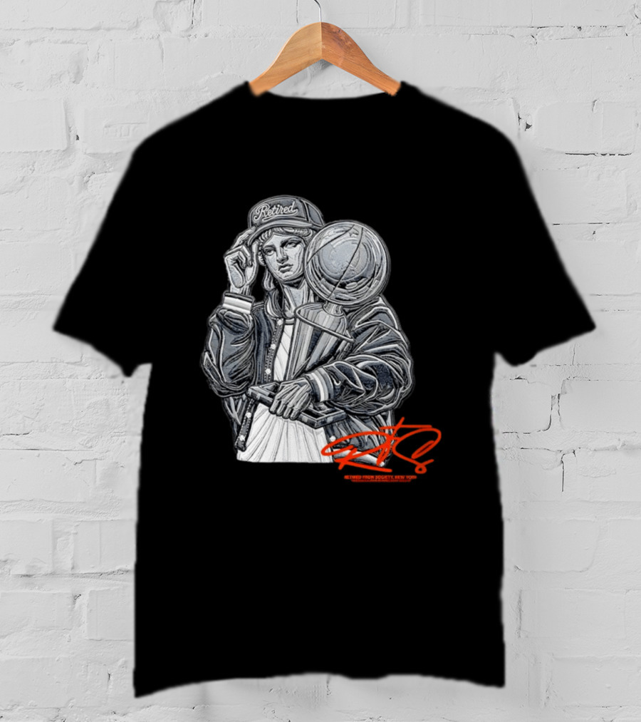 Retired From Society New York Freedom Is A State Of Mind Statue Holding Trophy T-Shirt