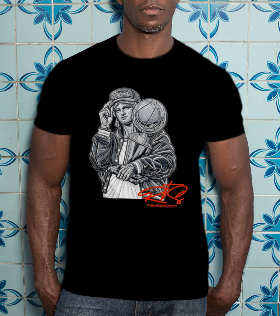 Retired From Society New York Freedom Is A State Of Mind Statue Holding Trophy T-Shirt