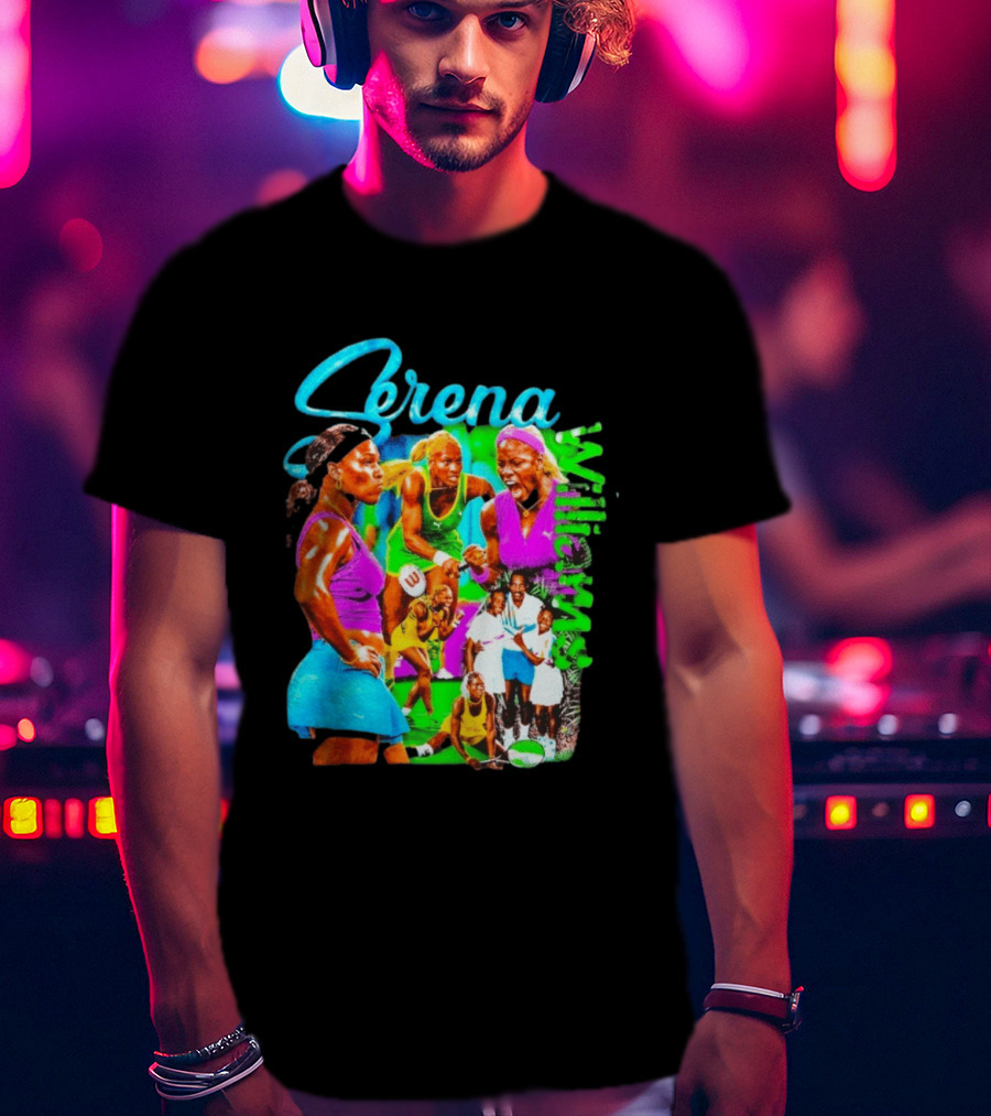 Serena Williams Vibrant Tennis Champion Collage T-Shirt