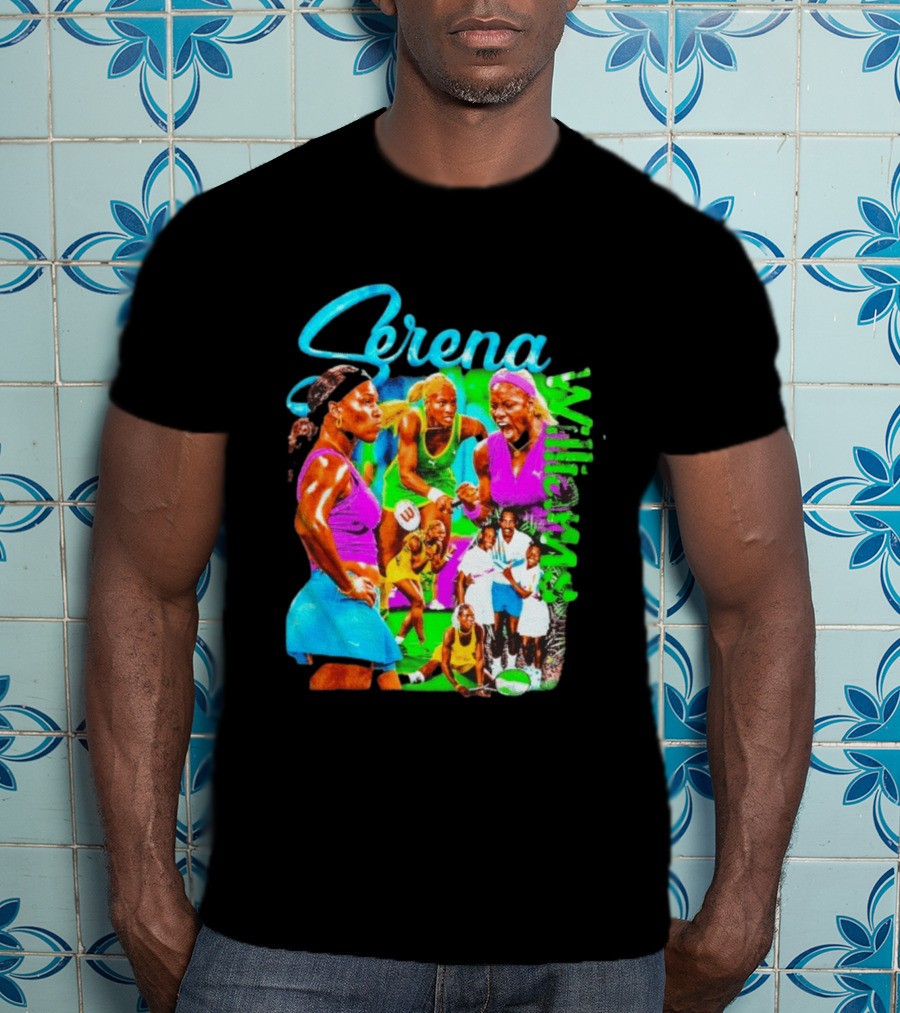 Serena Williams Vibrant Tennis Champion Collage T-Shirt
