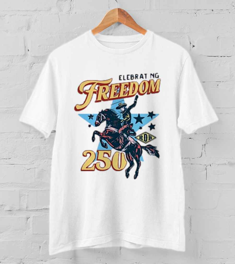 Celebrating Freedom 250 Years RDR Cowboy Rodeo Stars T-Shirt