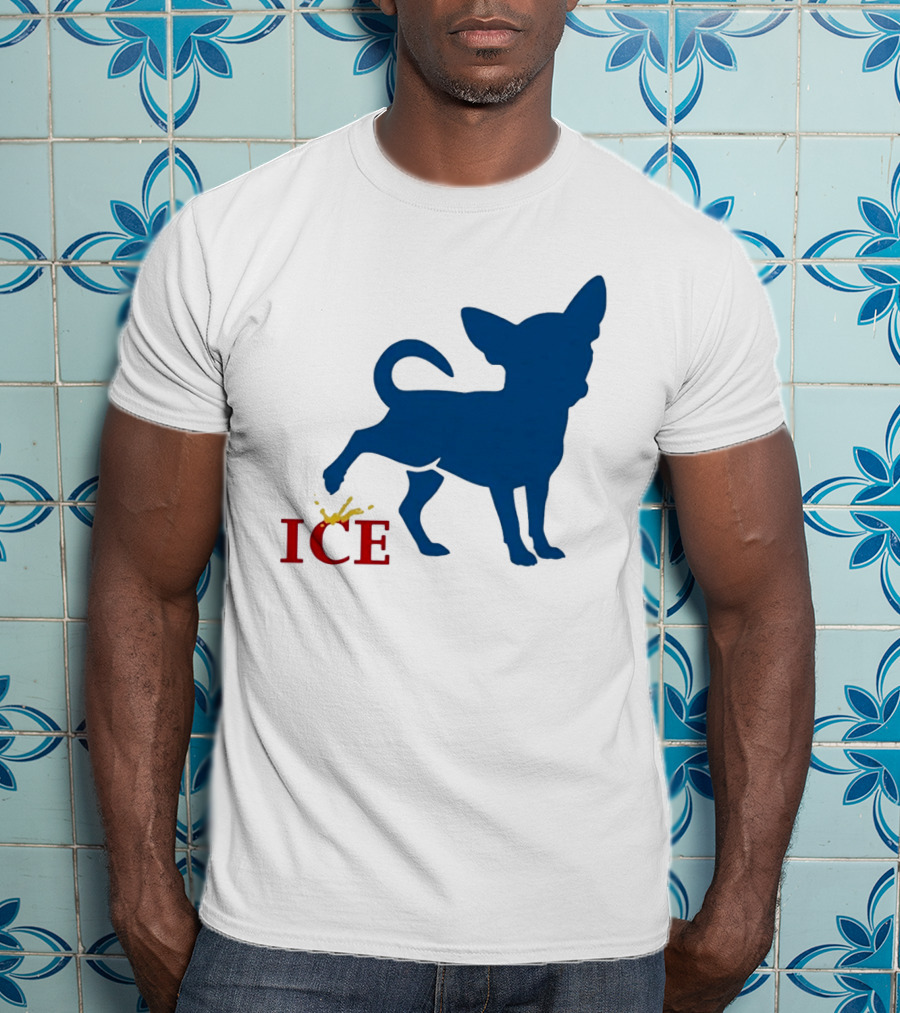 Chihuahua Urinating On ICE Text Representation T-Shirt