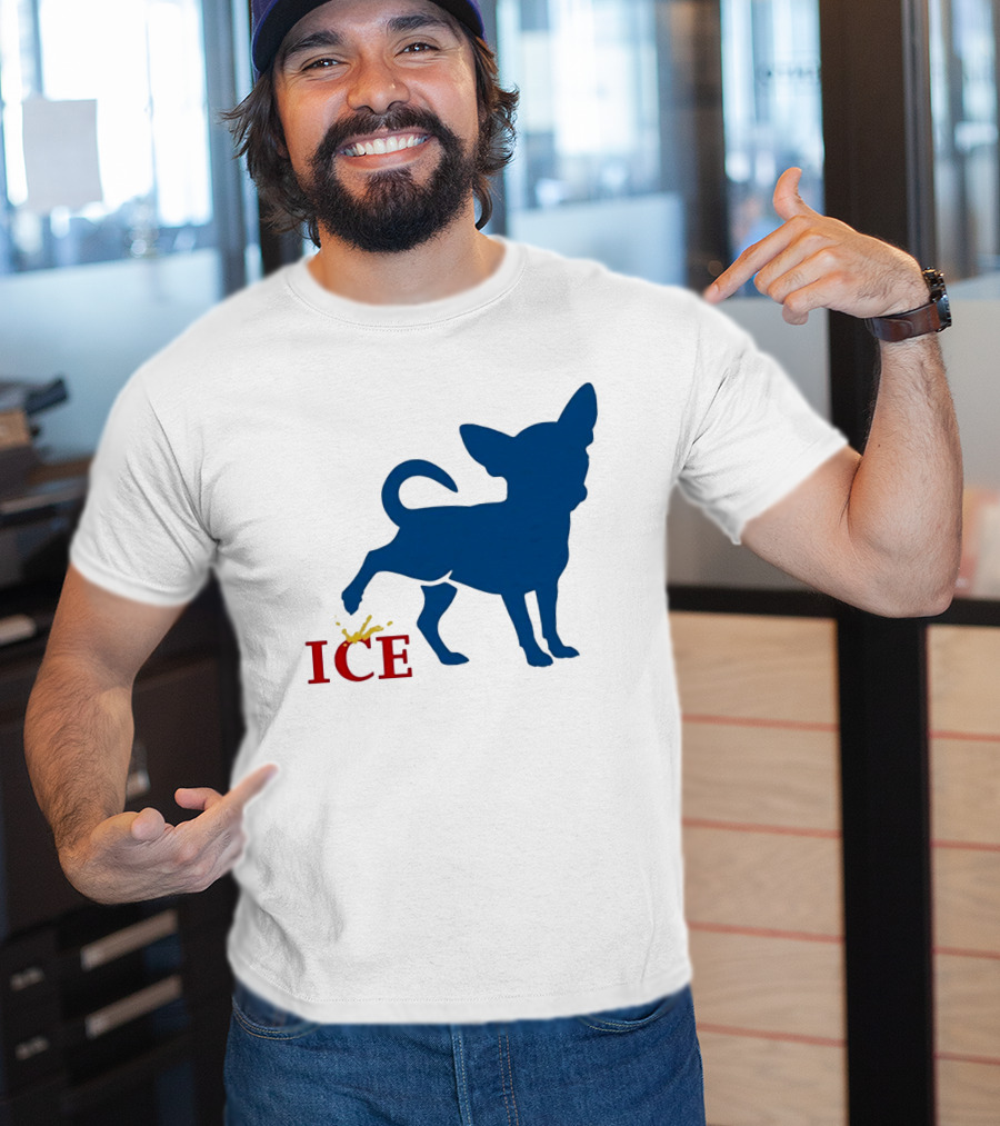 Chihuahua Urinating On ICE Text Representation T-Shirt