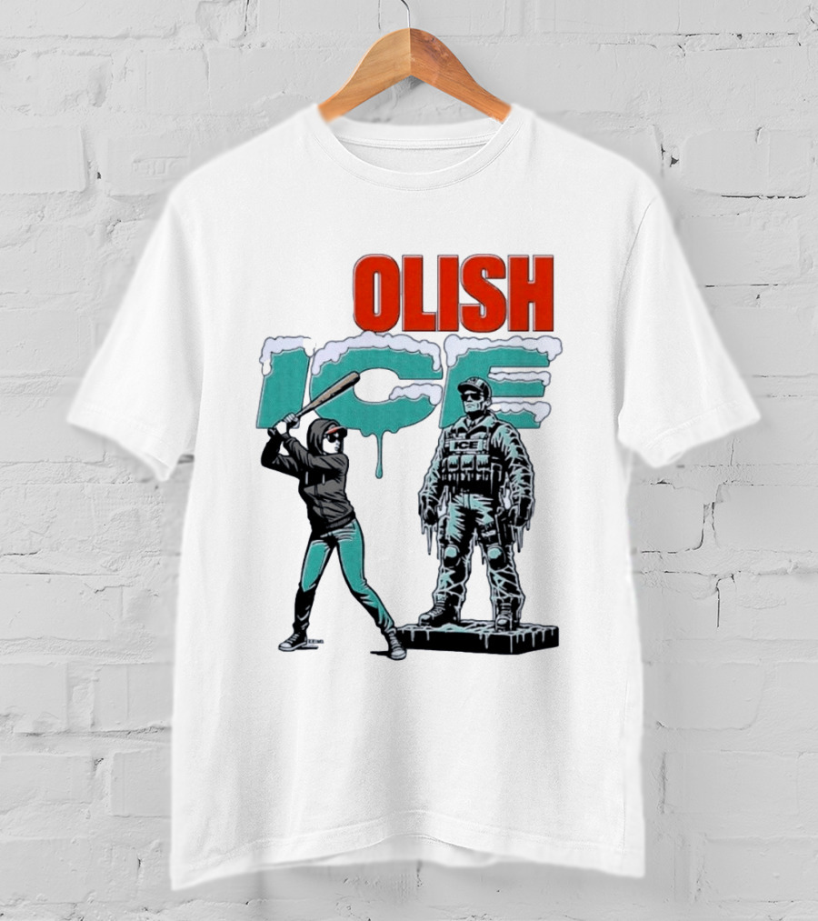 Krime Olish ICE Woman With Baseball Bat Smashing Statue T-Shirt