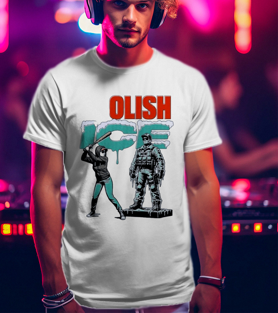 Krime Olish ICE Woman With Baseball Bat Smashing Statue T-Shirt